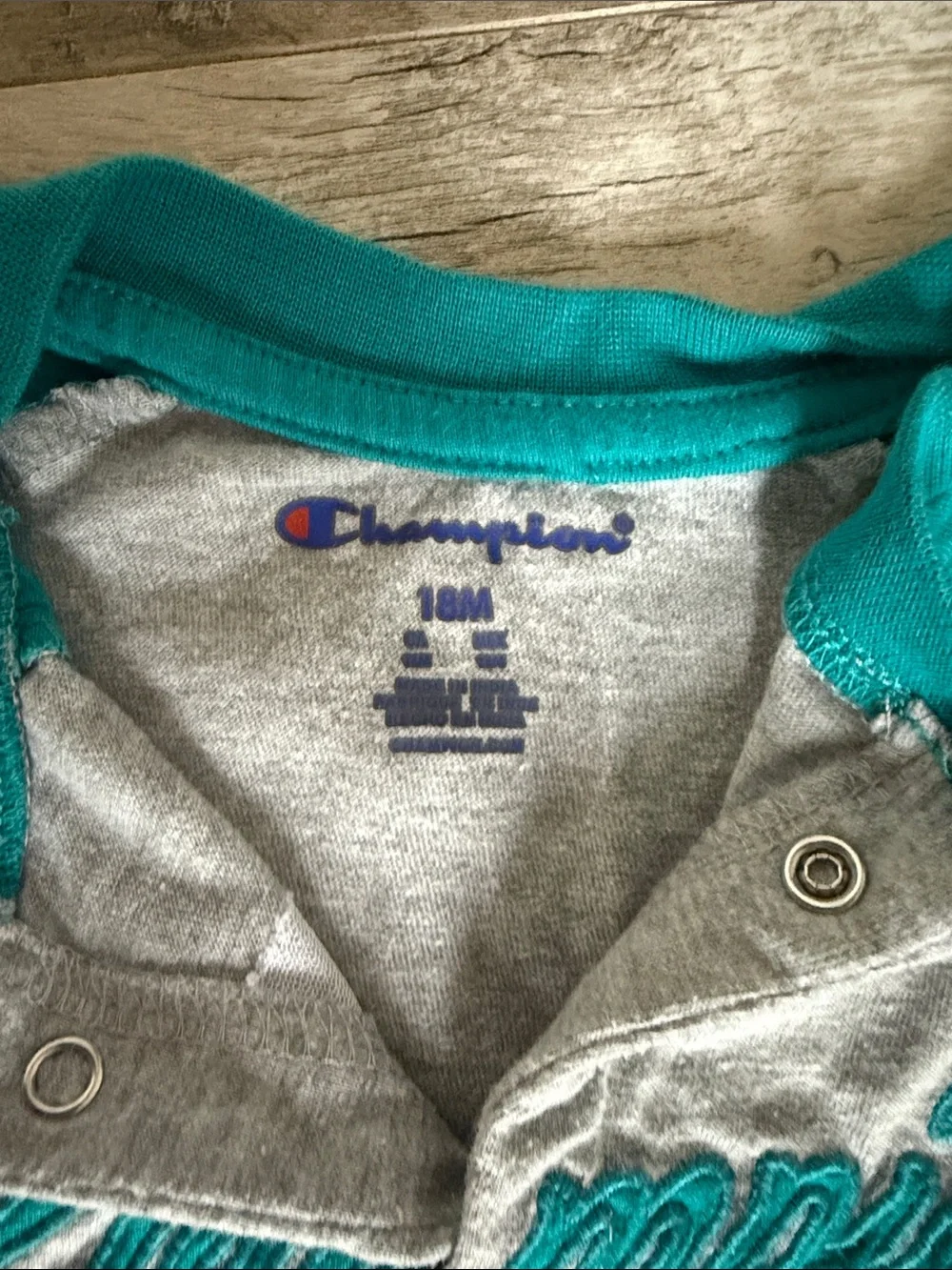 Champion Teal & Gray Short-Sleeve Baby One-Piece